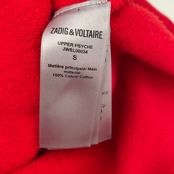 Zadig & Voltaire Upper Psyche Red Sweatshirt Womens Sz Small - Picture 7 of 7